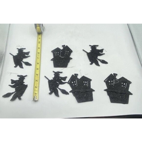 Halloween Tree Ornament Lot of 12 Witch Pumpkin Cat Skeleton Haunted House Decor - Picture 6 of 11